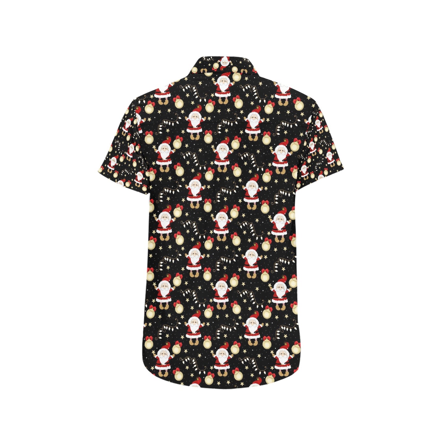 Santa Christmas Themed Print Design LKS307 Men Short Sleeve Button Up Shirt