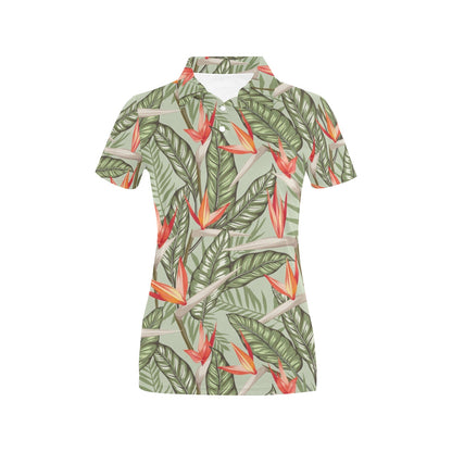 Bird Of Paradise Pattern Print Design BOP08 Women's Polo Shirt