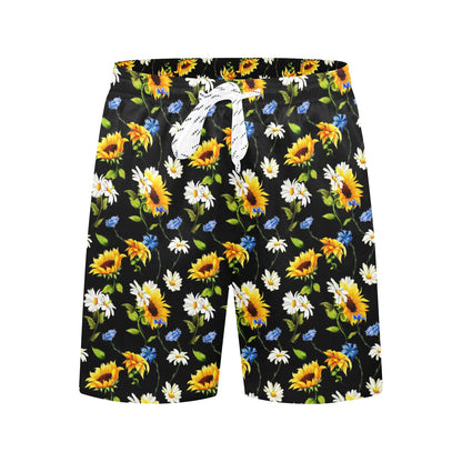 Sunflower Chamomile Bright Color Print Men's Swim Trunks Beach Shorts