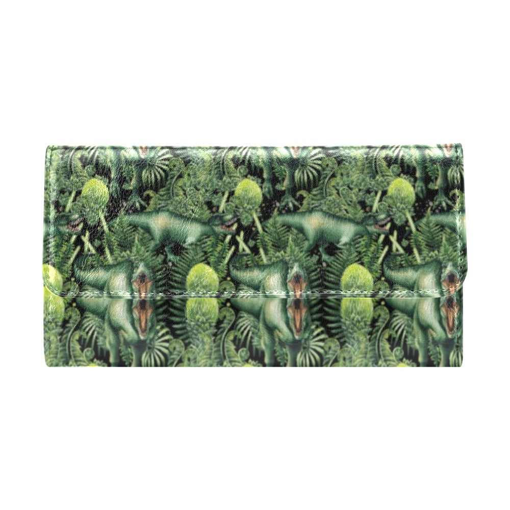 Dinosaur T Rex Print Pattern Women's Trifold Wallet