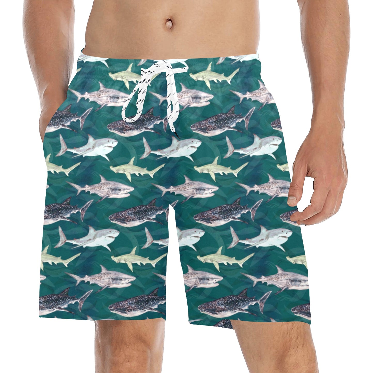 Shark Style Print Men's Swim Trunks Beach Shorts