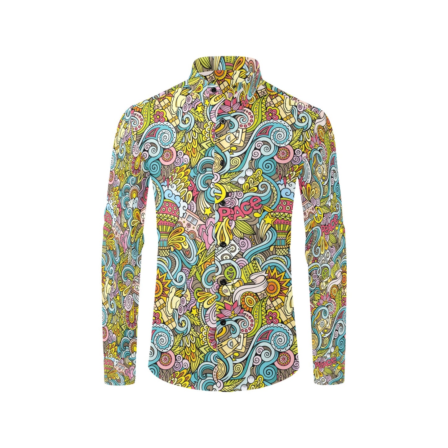 Hippie Print Design LKS301 Men's Long Sleeve Dress Shirt
