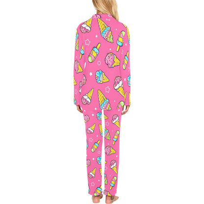 Ice Cream Pattern Print Design IC04 Women's Long Pajama Set