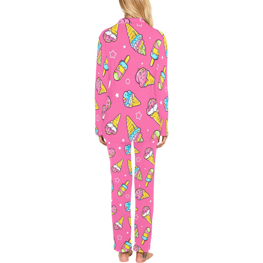 Ice Cream Pattern Print Design IC04 Women's Long Pajama Set