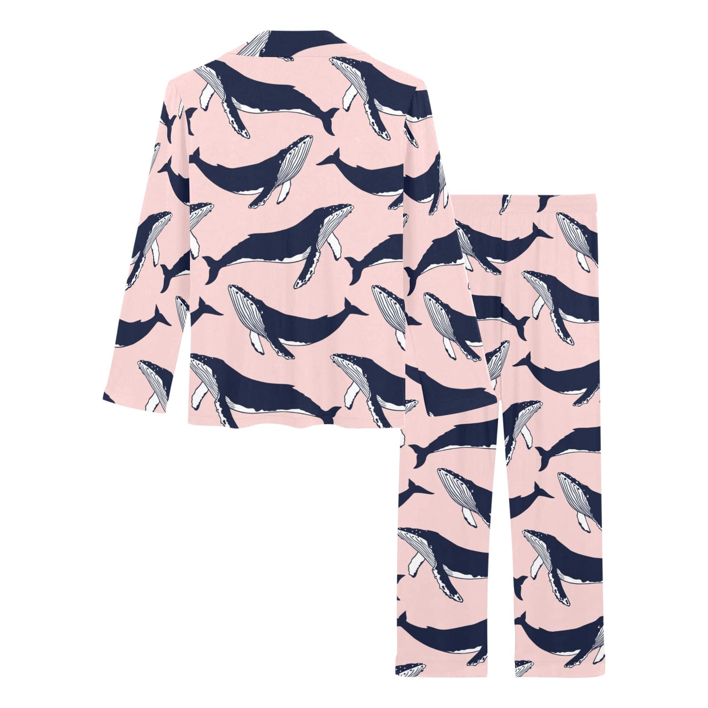 Humpback Whale Pattern Print Design 02 Women's Long Pajama Set