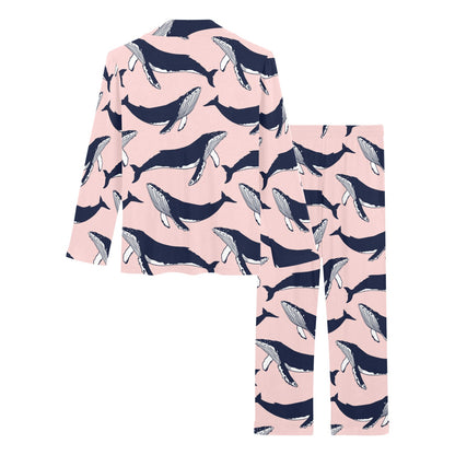 Humpback Whale Pattern Print Design 02 Women's Long Pajama Set