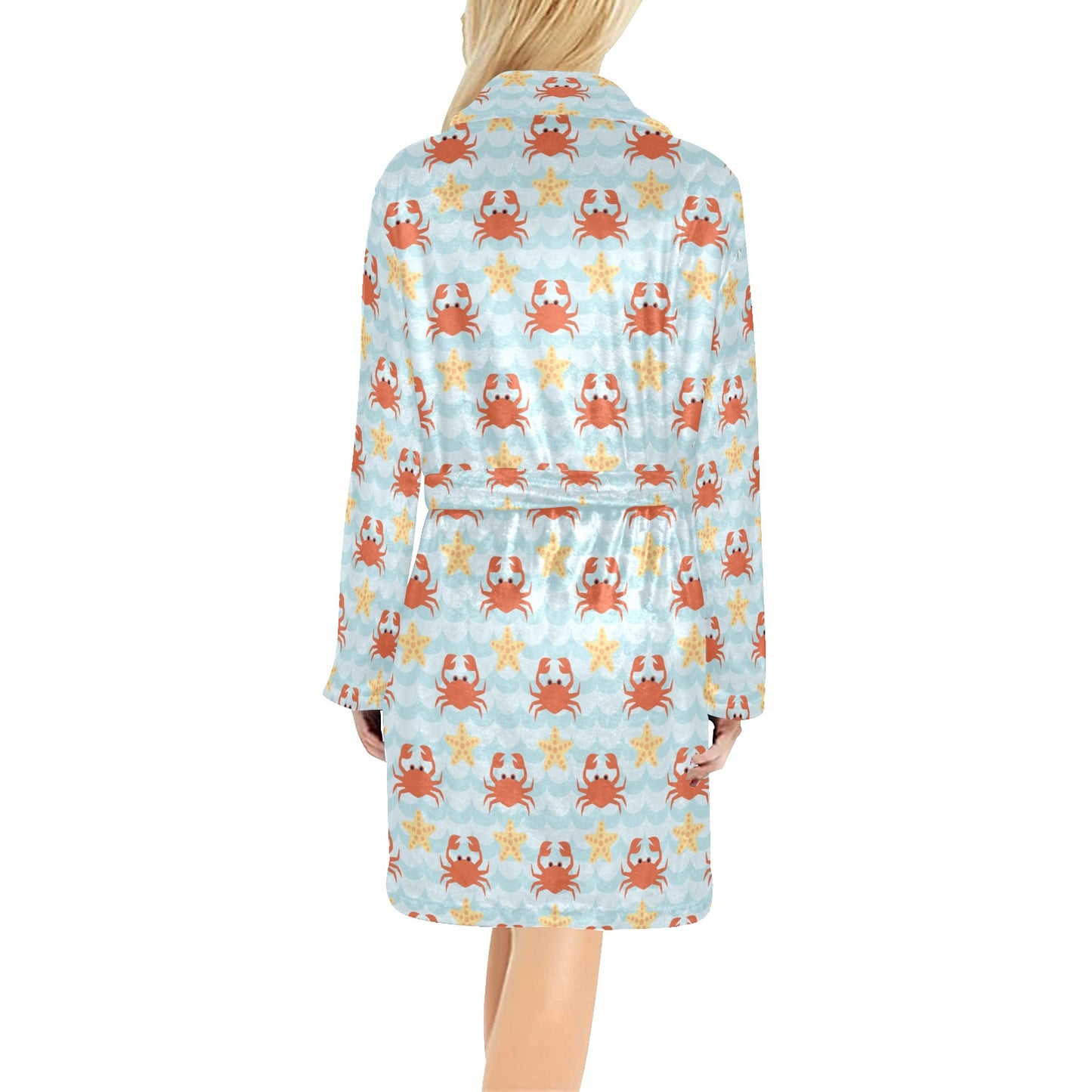 Crab Pattern Print Design 03 Women's Fleece Robe