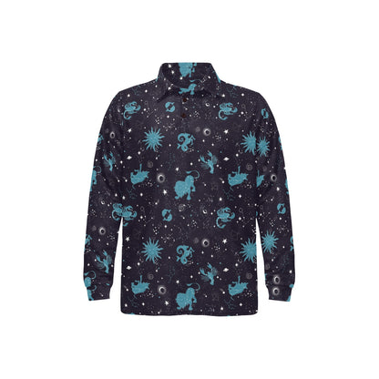 Zodiac Print Design LKS303 Long Sleeve Polo Shirt For Men's