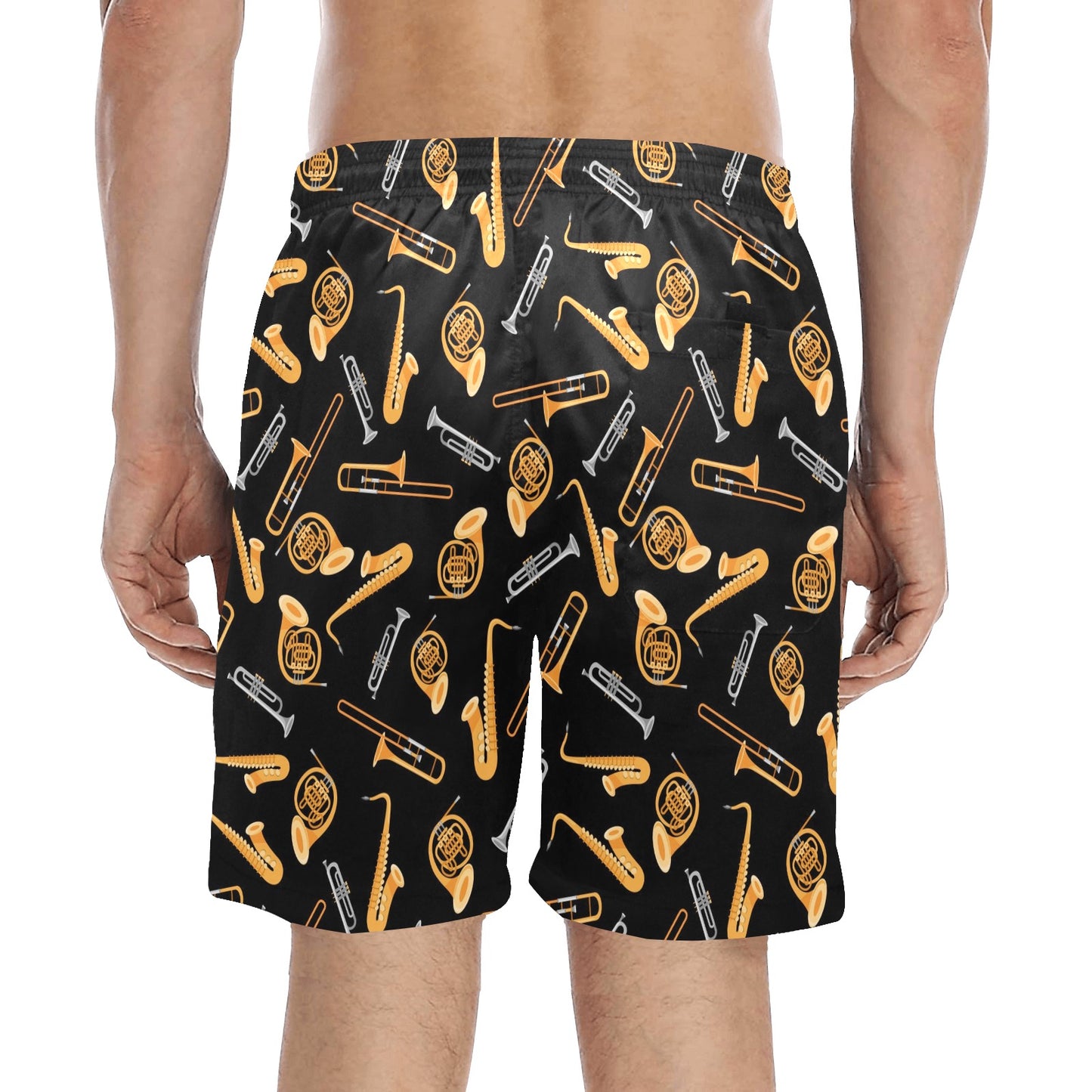 Saxophone Print Design LKS403 Men's Swim Trunks Beach Shorts