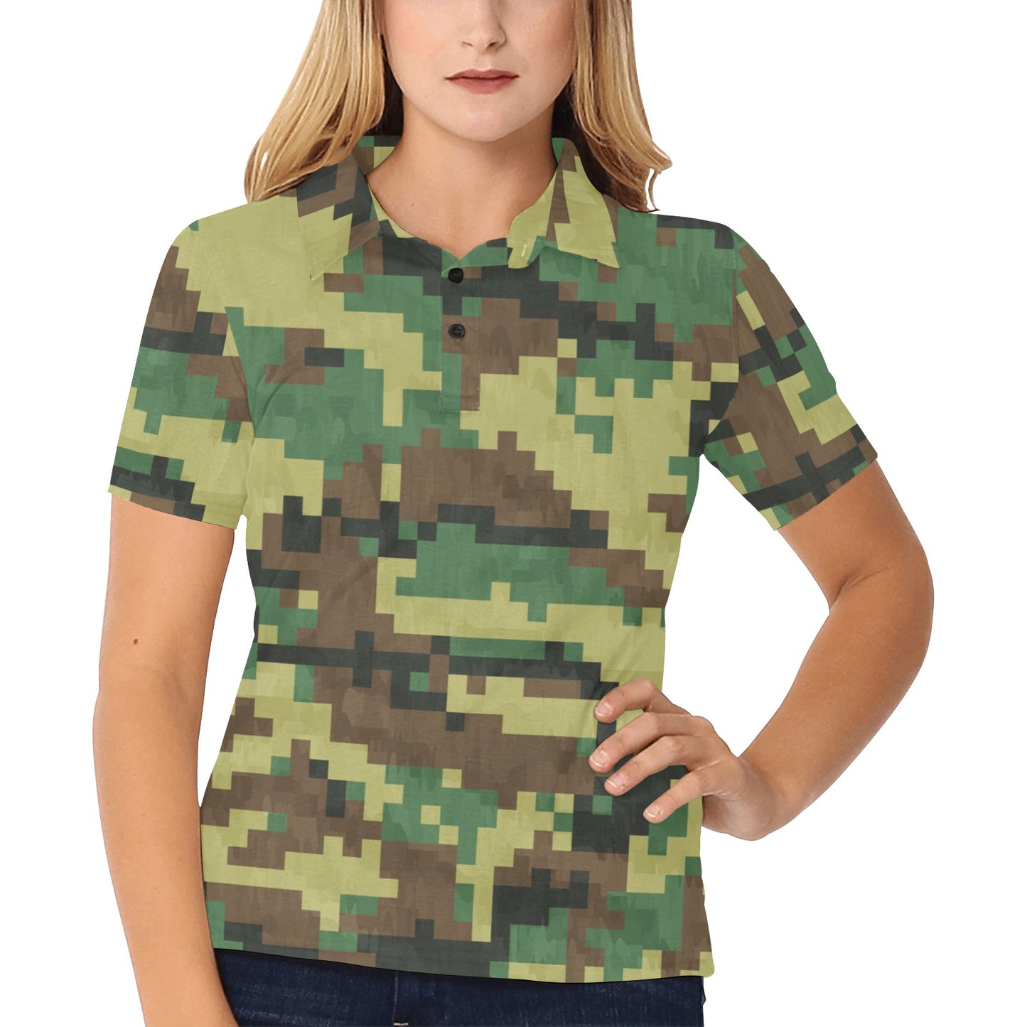 ACU Army Digital Pattern Print Design 02 Women's Polo Shirt