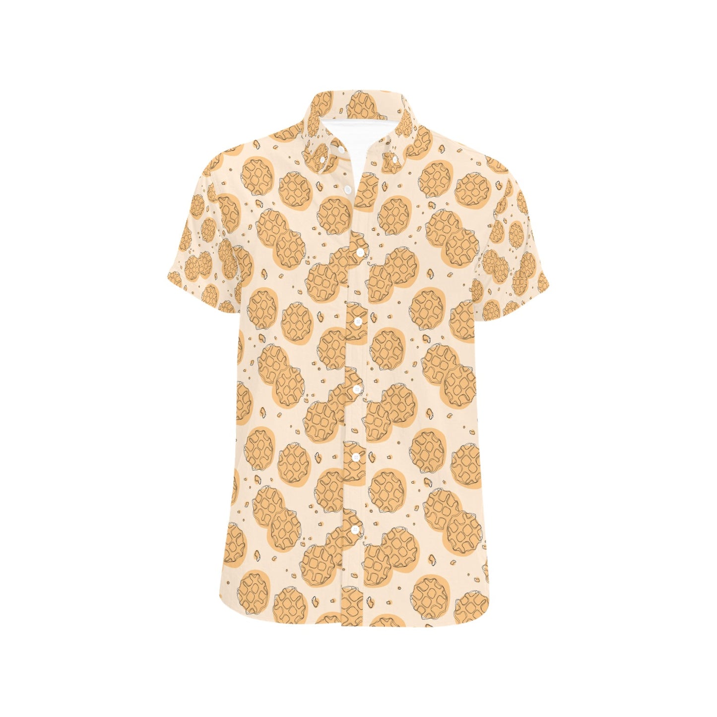Waffle Print Design LKS303 Men Short Sleeve Button Up Shirt