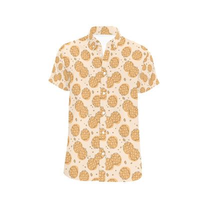 Waffle Print Design LKS303 Men Short Sleeve Button Up Shirt