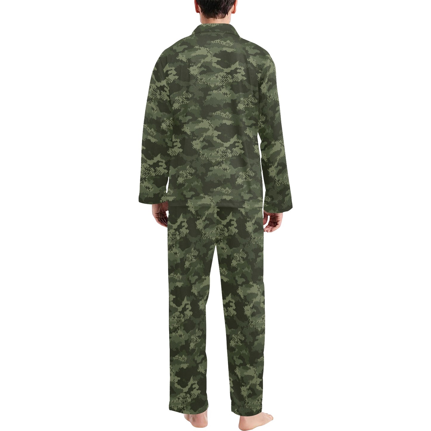 Army Camouflage Pattern Print Design 02 Men's Long Pajama Set