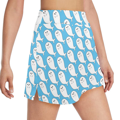 Sea Lion Print Design LKS402 17" Golf & Pickleball Skort with Pockets