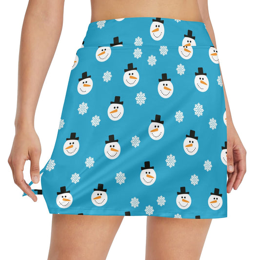 Snowman Print Design LKS303 17" Golf & Pickleball Skort with Pockets