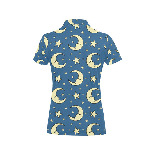 Moon Night Pattern Print Design 03 Women's Polo Shirt