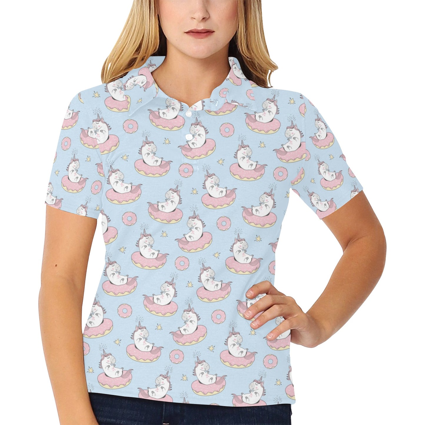 Unicorn Print Design LKS303 Women's Polo Shirt