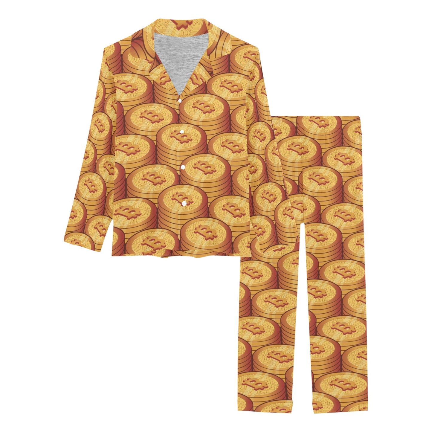 Bitcoin Pattern Print Design 02 Women's Long Pajama Set
