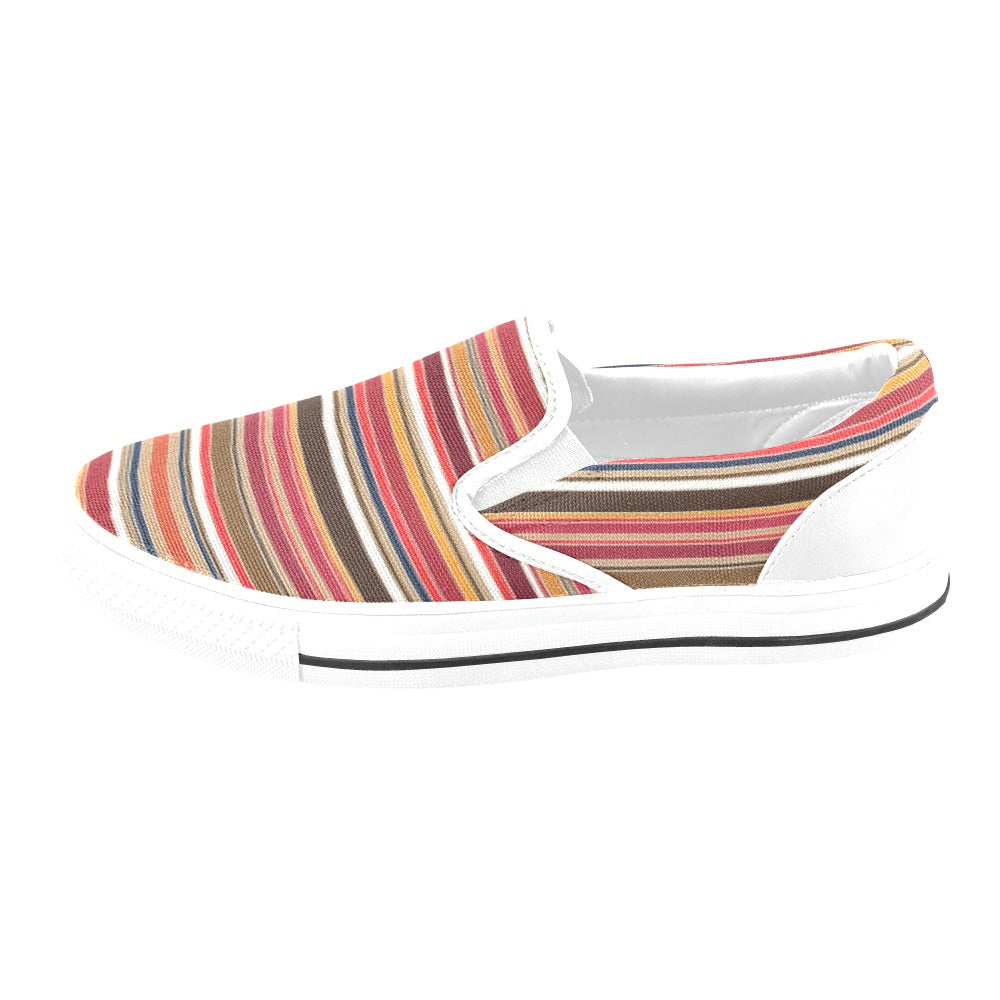 Serape Print Design LKS301 White Slip Ons Canvas Women's Shoes