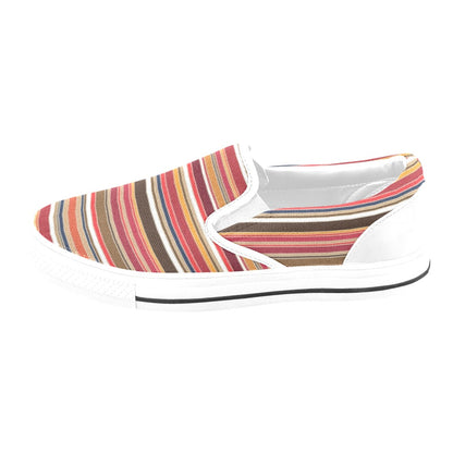 Serape Print Design LKS301 White Slip Ons Canvas Women's Shoes