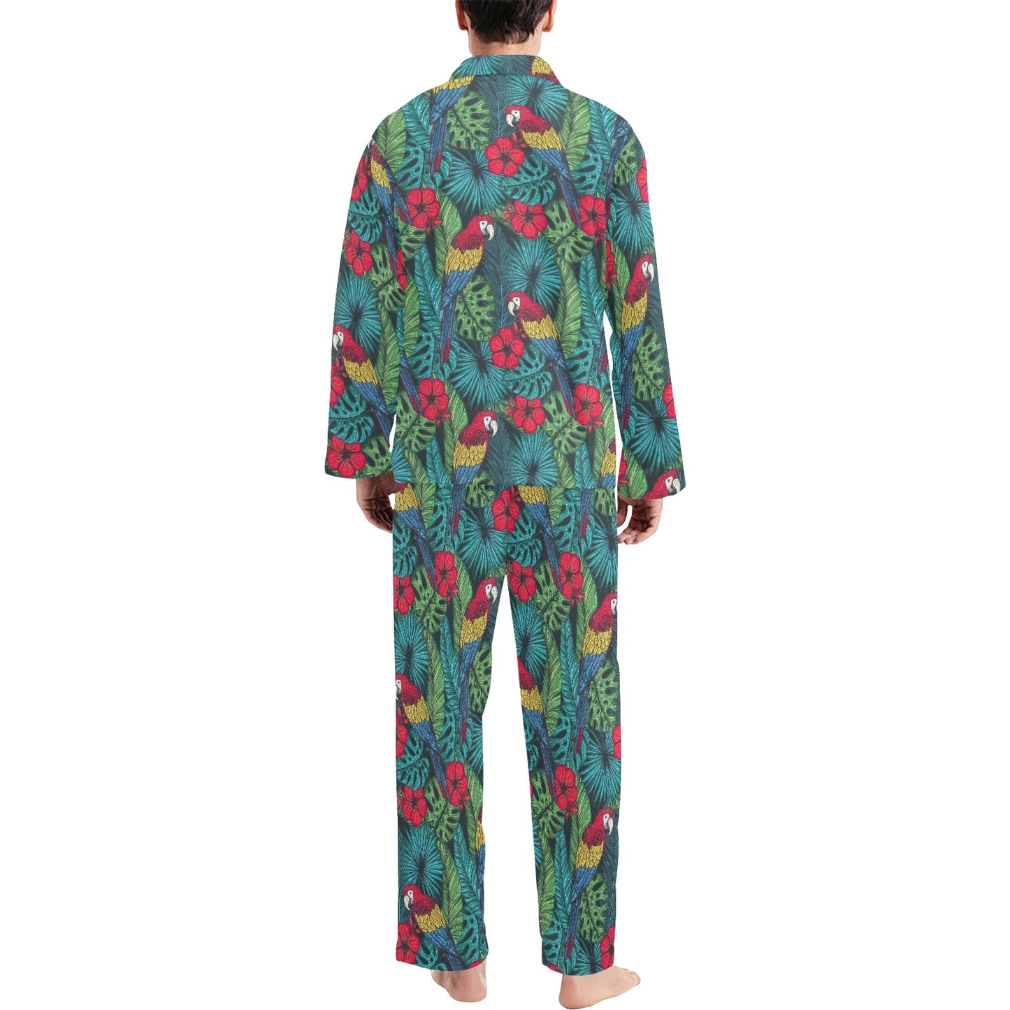 Parrot Pattern Print Design A05 Men's Long Pajama Set