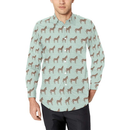 Donkey Print Design LKS402 Men's Long Sleeve Dress Shirt