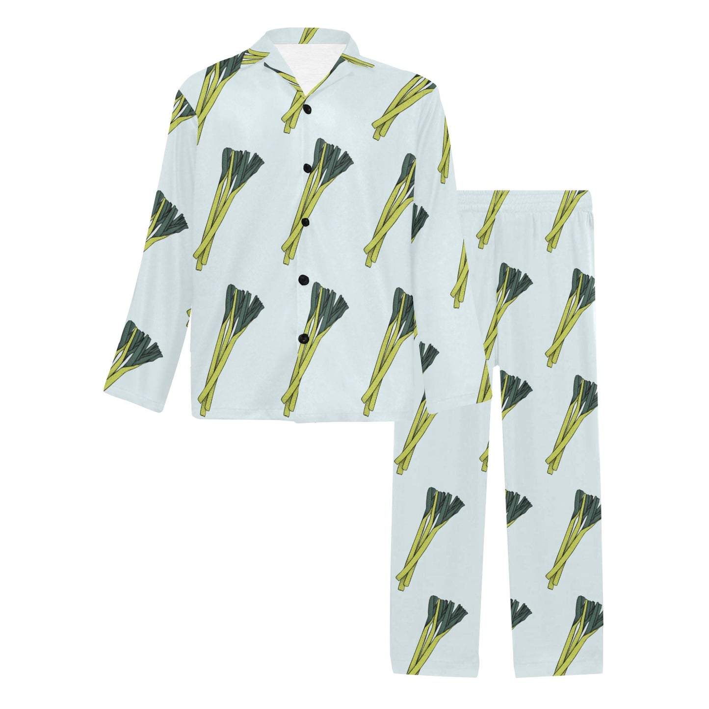 Leek Pattern Print Design 03 Men's Long Pajama Set