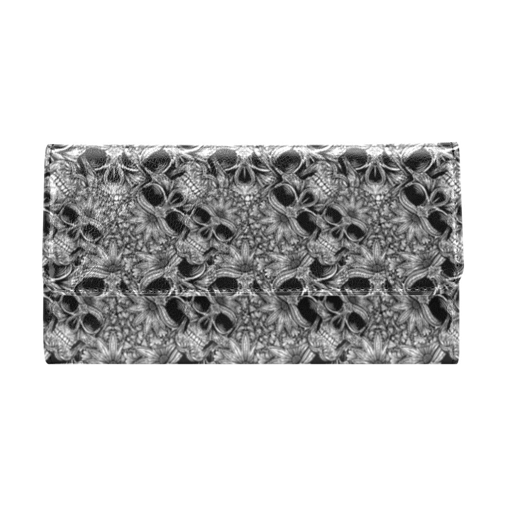 Skull Tattoo Design Print Women's Trifold Wallet