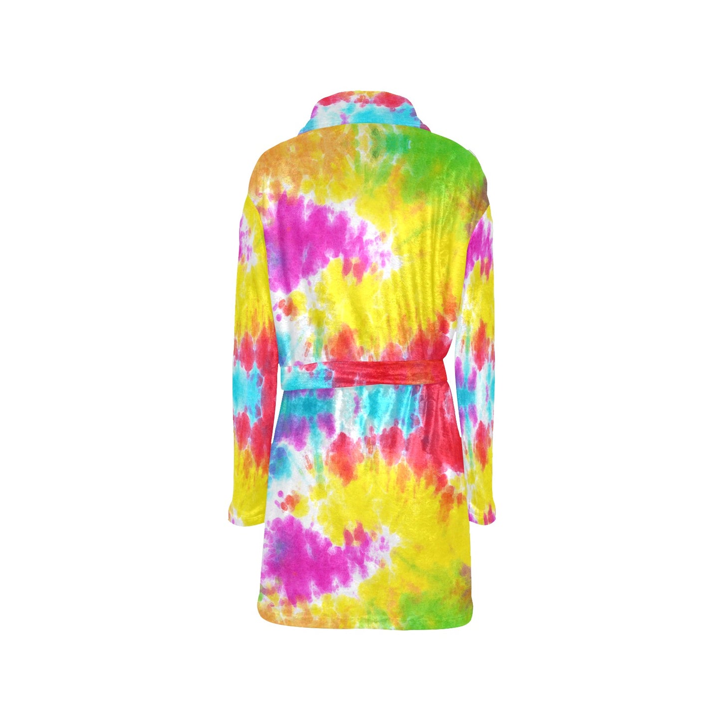 Tie Dye Rainbow Themed Print Women's Fleece Robe