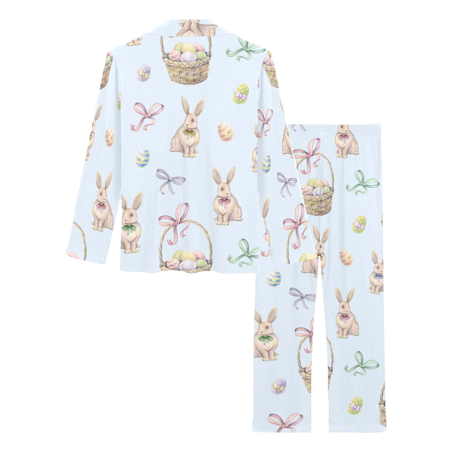 Rabbit Easter Eggs Pattern Print Design 03 Women's Long Pajama Set