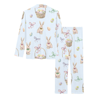 Rabbit Easter Eggs Pattern Print Design 03 Women's Long Pajama Set