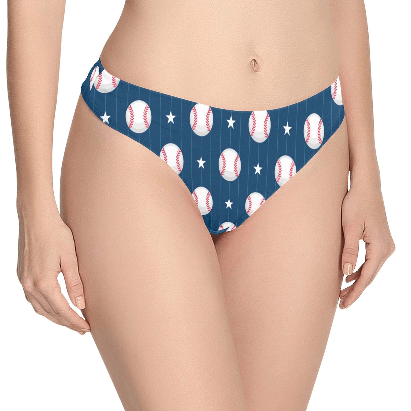 Baseball Star Print Pattern Women's Thongs