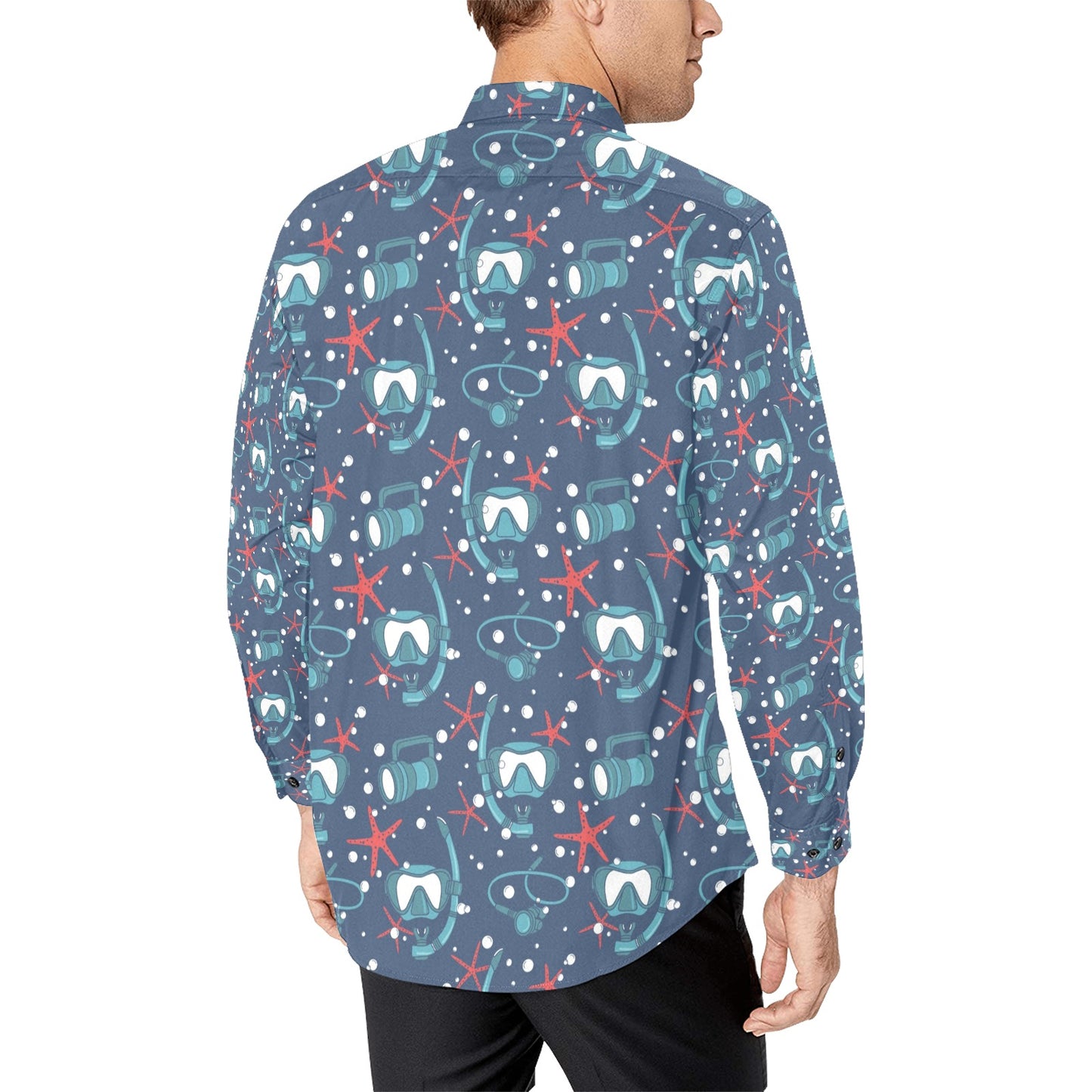 Scuba Equipment Print Design LKS302 Men's Long Sleeve Dress Shirt