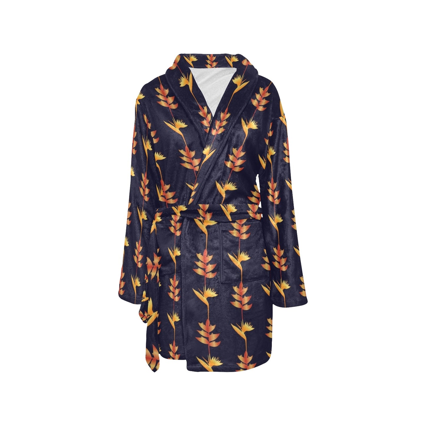 Heliconia Pattern Print Design HL06 Women's Fleece Robe