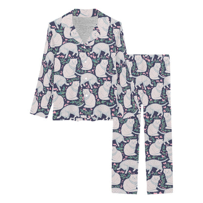 Cat Pattern Print Design 06 Women's Long Pajama Set