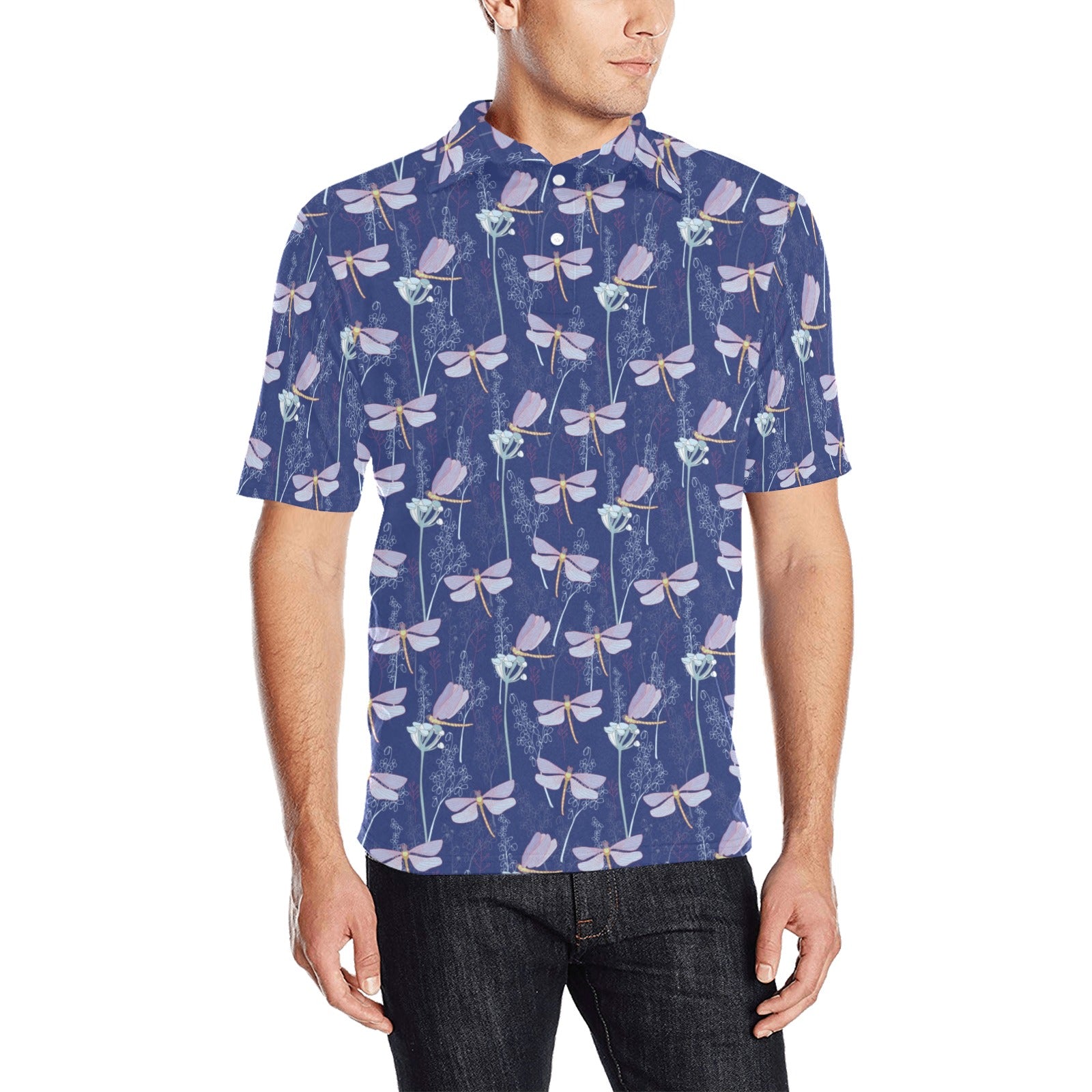 Dragonfly Print Design LKS401 Men Polo Shirt