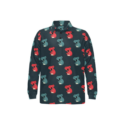 Koala Pattern Print Design 02 Long Sleeve Polo Shirt For Men's
