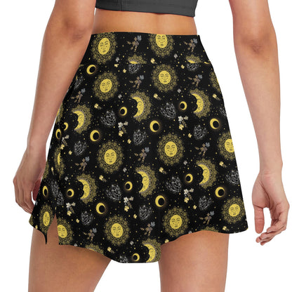 Sun Moon Print Design LKS301 17" Golf & Pickleball Skort with Pockets