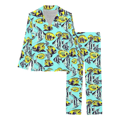 Angelfish Pattern Print Design 02 Women's Long Pajama Set