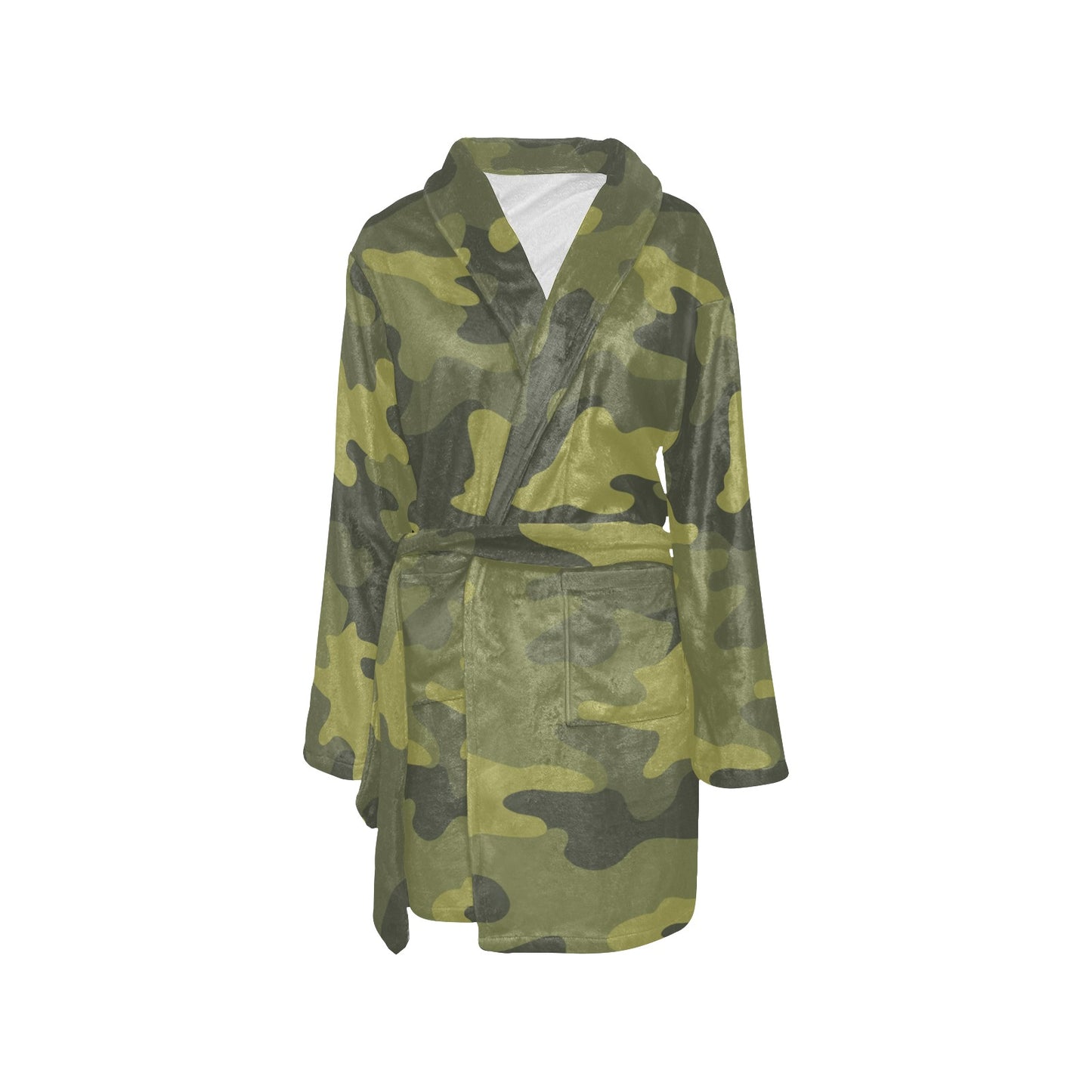 Military Camouflage Pattern Print Design 02 Women's Fleece Robe