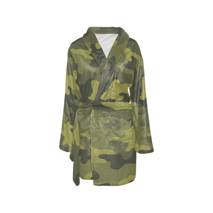 Military Camouflage Pattern Print Design 02 Women's Fleece Robe