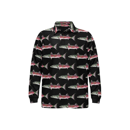 Barracuda Pattern Print Design 02 Long Sleeve Polo Shirt For Men's