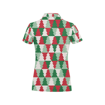 Christmas Tree Pattern Print Design 01 Women's Polo Shirt