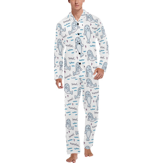 Manatee Baby Pattern Print Design 03 Men's Long Pajama Set