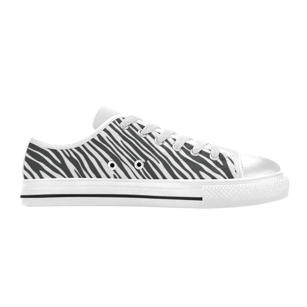 Zebra Classic Print Design LKS302 Women's White Low Top Shoes