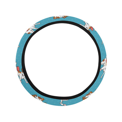 Russell Terriers Playing Print Design LKS305 Steering Wheel Cover with Elastic Edge