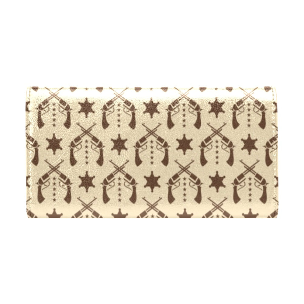 Western Cowboy Print Design LKS302 Women's Trifold Wallet
