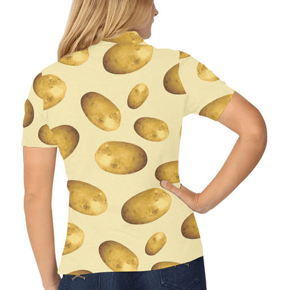 Potato Pattern Print Design A01 Women's Polo Shirt