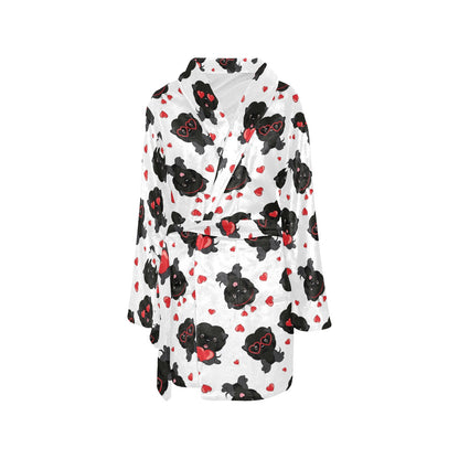 Affenpinscher Pattern Print Design 01 Women's Fleece Robe