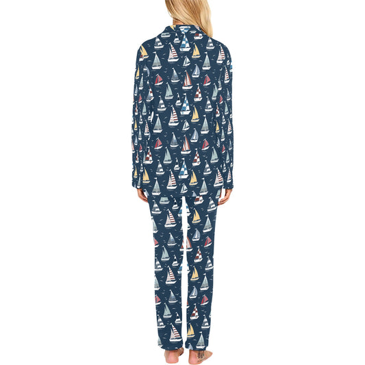Sailboat Print Design LKS306 Women's Long Pajama Set
